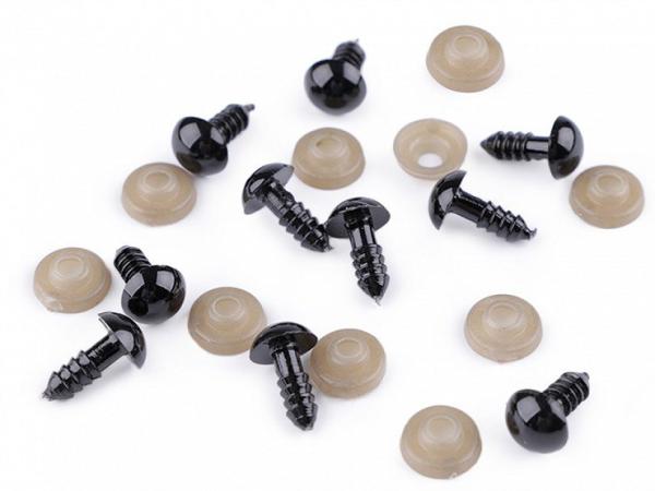 Augen Schwarz mit Sicherung Ø 10 mm (2 Stück)